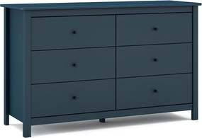 Comodă albastru-închis joasă din lemn masiv de pin 130x80 cm Misti – Marckeric