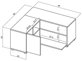 Comodă TV alb-natural cu aspect de lemn de stejar 90x45 cm Angle – TemaHome