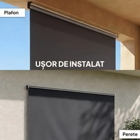 Outsunny Jaluzea Rulou Opacă pentru Exterior, 240x160 cm, Gri Închis | Aosom Romania