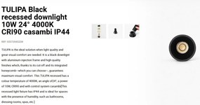 Spot LED incastrabil TULIPA Black recessed downlight 10W 24° 4000K CRI90 casambi IP44