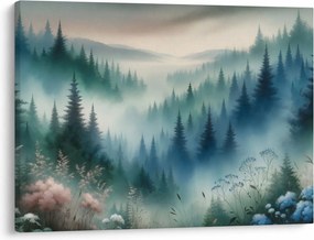 Tablou - Peisaj forestier cu ceață (70x50 cm)
