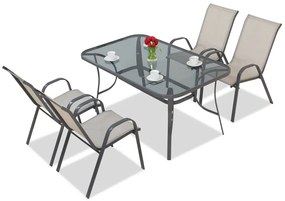 Set de sufragerie Modena gri deschis pentru 4 persoane Garden Point