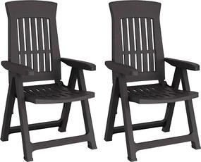 vidaXL Scaune de grădină rabatabile, 2 buc., antracit, PP