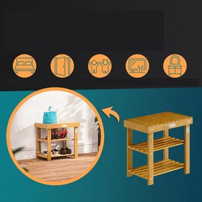 Casaria Bancă pentru hol cu spațiu pentru pantofi NINA, 50x30x46cm, maro natural