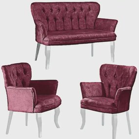 Set canapea 2 locuri cu 2 fotolii, Cafe Homs,roz trandafiriu