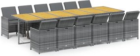 vidaXL Set mobilier de grădină cu perne, 13 piese, gri, poliratan