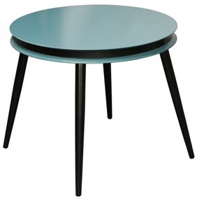 Set 2 masute de cafea rotunde din lemn de plop Suri 40x40x44 cm petrol/negru