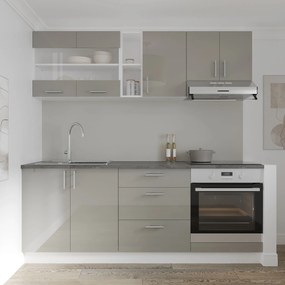 Corp Baza Karo, 3 Sertare, Gri Lucios/Alb, MDF, 60 x 50 x 80 cm