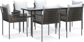 vidaXL Set mobilier de grădină cu perne, 7 piese, poliratan și oțel
