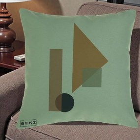 Perna Decorativa Geometric Bauhaus Triunghi, 40x40 cm, Verde, Husa Detasabila, Perna Inclusa, BEKZ®