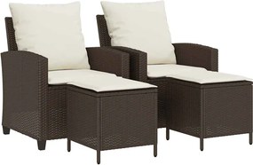 vidaXL Set canapele de grădină, 4 piese, cu perne, maro poliratan maro