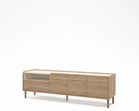 Comodă TV în culoare naturală cu aspect de lemn de stejar 180x55,5x44 cm Monza – Marckeric