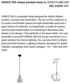 Pendul cu abajur ceramic realizat manual VENICE 200, alb/ negru