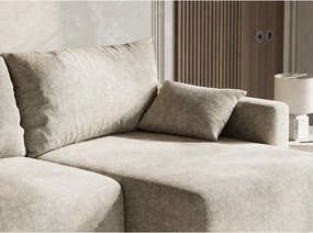 Colțar bej extensibil/cu spațiu de depozitare cu tapițerie din chenille (cu colț pe partea dreaptă/cu șezlong) Leon – Maison de Rêve