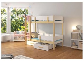 Pat Supraetajat Dublu ETIONA Cu Saltea Roz/Alb 90x200cm