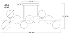Lustră LED pe tijă Globo 56133-9D RIHA 9xG9/3,5W/230V