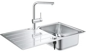 Set chiuveta inox Grohe K500 45 cm 1 cuva cu picurator si baterie