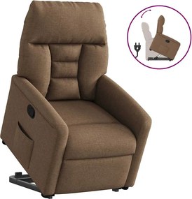 vidaXL Fotoliu rabatabil cu ridicare pe verticală, maro, textil