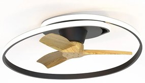 Lustra LED cu Ventilator si telecomanda OCEAN negru/lemn