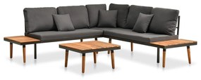 46466 vidaXL Set mobilier de grădină cu perne, 4 piese, lemn masiv de acacia