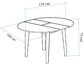 Masă de sufragerie extensibilă Nidupo 2 (pin atlantic) (pentru 4 persoane). 1093749