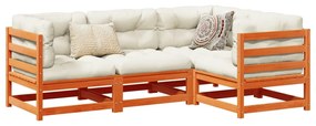 vidaXL Set canapele grădină cu perne, 4 piese, maro ceruit, lemn pin