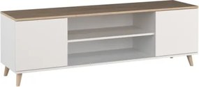 Comodă TV, 155x40x50cm, Petra, ADRK Furniture (Culoare: Alb / Sonoma)