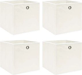 vidaXL Cutii de depozitare, 4 buc., alb, 32x32x32 cm, textil