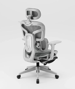 AEROMAX PRO 620LK-SY Scaun ergonomic, cotiere 6D, Tetiera 3D, Suport lombar dublu ajustabil, Suport picioare, Umeras, Full Mesh, Gri