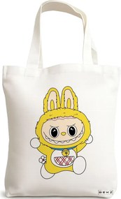 Sacosa de Panza pentru Cumparaturi, Geanta Tote, model Labubu 13 38 x 34.5 cm, Alba, BEKZ®