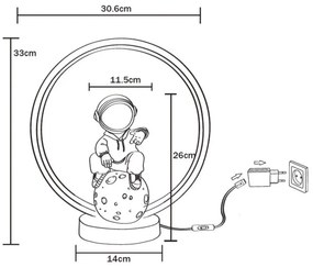 Veioza LED Camera Copii, Tineret, ASTRONAUTA