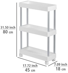 Etajeră pe roți albă din plastic 45x80 cm Mino – Wenko