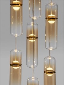 Lustra moderna cu 7 pendule LED, Metal, Auriu, Sticla, Amber, Norma