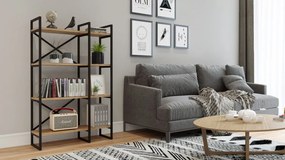 Biblioteca Living VG2 - A, PAL Melaminat, Pin Atlantic / Negru
