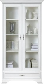 Dulap cu usi sticla IDENTO, alb, PAL/sticla, 100x44x210 cm