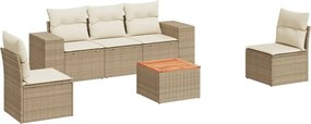 vidaXL Set canapele de grădină cu perne, 6 piese, bej, poliratan