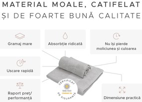 Set prosoape CARRARA 30x30 cm gri deschis 100% bumbac, 3 bucati