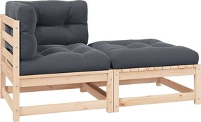 vidaXL Set mobilier de grădină cu perne, 2 piese, lemn masiv de pin
