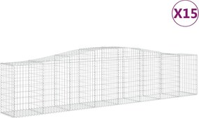 vidaXL Coșuri gabion arcuite 15 buc, 400x50x80/100 cm, fier galvanizat
