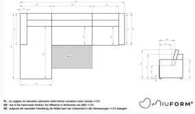 Colțar modular bej extensibil/cu spațiu de depozitare (cu colț pe partea stângă) Lulu – Miuform