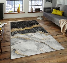 Covor, 80x140 cm, forma dreptunghiulara, poliester, efect de marmura,