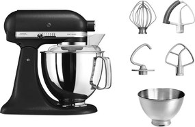 Mixer planetar KitchenAid Artisan Elegance 5KSM175PSEBK, 300 W, 4.8 l, acționare directă, 10 viteze, negru mat