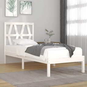 3103989 vidaXL Cadru de pat, alb, 100x200 cm, lemn masiv de pin