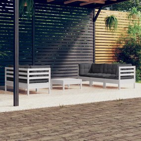 3096113 vidaXL Set mobilier grădină cu perne antracit, 6 piese, lemn masiv pin