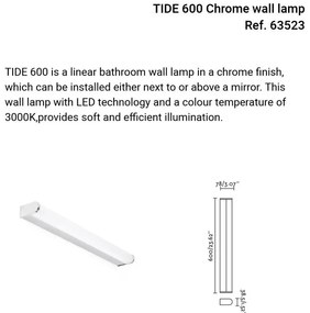 Aplica de perete / oglinda baie IP44 TIDE 600, crom
