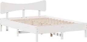 vidaXL Cadru de pat fără saltea, alb, 120x190 cm, lemn masiv pin