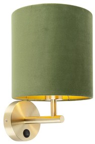Lampă de perete elegantă aurie cu nuanță de catifea verde - Mat