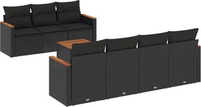 vidaXL Set mobilier de grădină cu perne, 8 piese, negru, poliratan