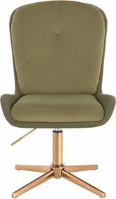 HR690CROSS Scaun Velvet&amp;soft Piele Pu Măsline/Khaki Bază Aurie