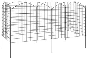 Outsunny Gard de grădină din metal gard decorativ set de 6 pentru legume margine de aleie 460 x 97 cm negru | Aosom Romania